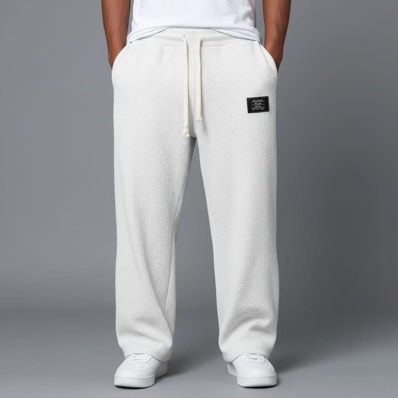 Adrian Waffle-Knit Drawstring Lounge Pants – Relaxed Breathable Comfort Fit