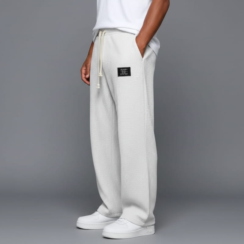 Adrian Waffle-Knit Drawstring Lounge Pants – Relaxed Breathable Comfort Fit