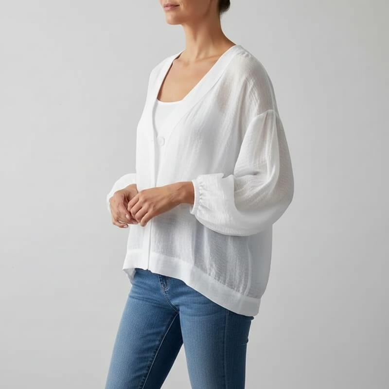 Margaret Cotton Linen Batwing Sleeve Blouse – Loose Fit Lightweight Casual Shirt
