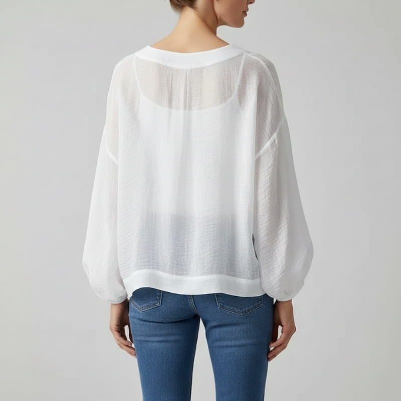 Margaret Cotton Linen Batwing Sleeve Blouse – Loose Fit Lightweight Casual Shirt