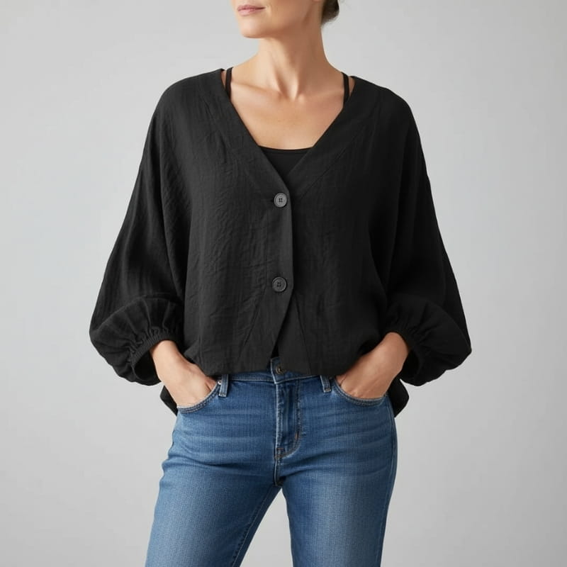 Margaret Cotton Linen Batwing Sleeve Blouse – Loose Fit Lightweight Casual Shirt