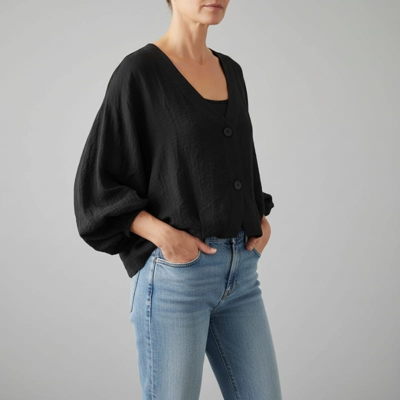 Margaret Cotton Linen Batwing Sleeve Blouse – Loose Fit Lightweight Casual Shirt