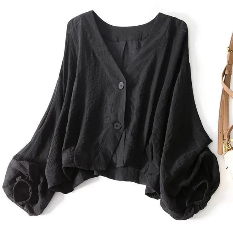 Margaret Cotton Linen Batwing Sleeve Blouse – Loose Fit Lightweight Casual Shirt