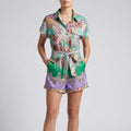 Sienna Ethnic Print Short Sleeve Boho Jumpsuit – Lightweight Summer Romper