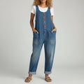 Jane Cotton Denim Wide Leg Overalls – Relaxed Adjustable Casual Jumpsuit