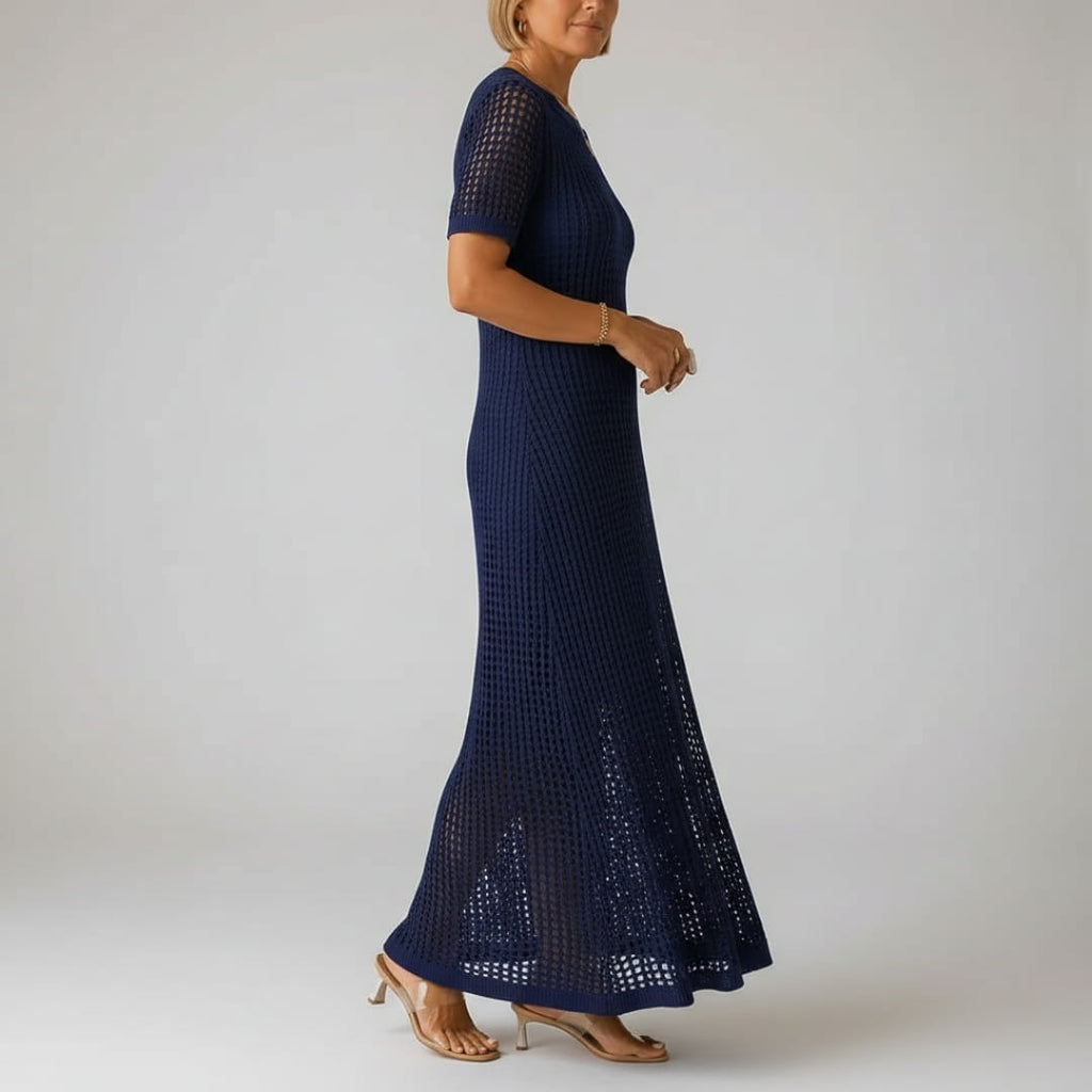 Rose Luxe Cut-Out Layered Maxi Dress – Boho Chic Breathable Two-Piece Summer Dress