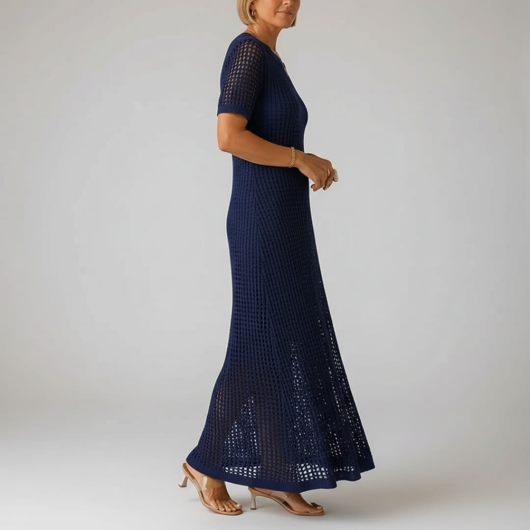 Rose Luxe Cut-Out Layered Maxi Dress – Boho Chic Breathable Two-Piece Summer Dress