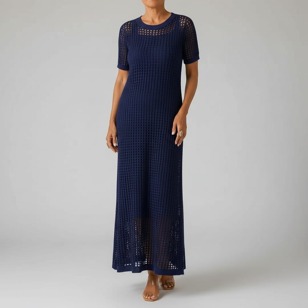 Rose Luxe Cut-Out Layered Maxi Dress – Boho Chic Breathable Two-Piece Summer Dress