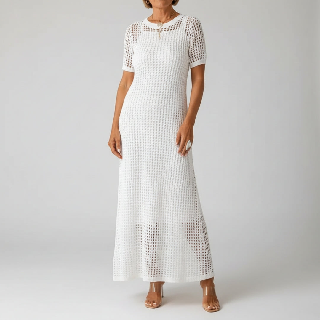 Rose Luxe Cut-Out Layered Maxi Dress – Boho Chic Breathable Two-Piece Summer Dress