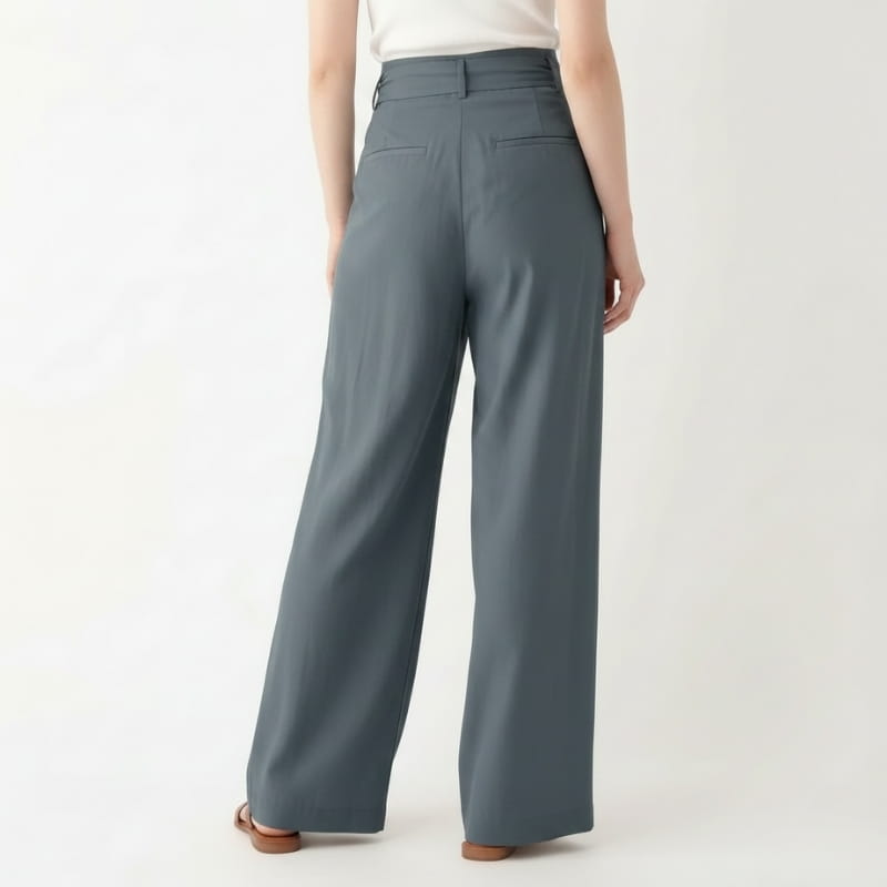 Chiara Linen Blend Wrap Waist Wide Leg Trousers – Relaxed Comfort Fit