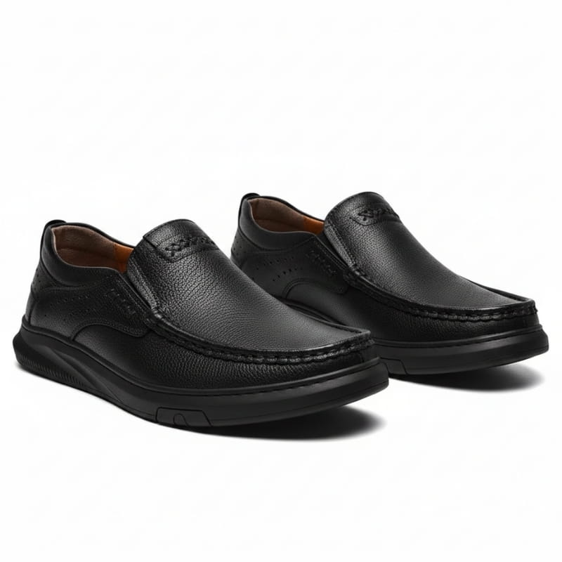 Edward Smooth Leather Slip-On Loafers – Flexible Comfort Sole Casual Shoes