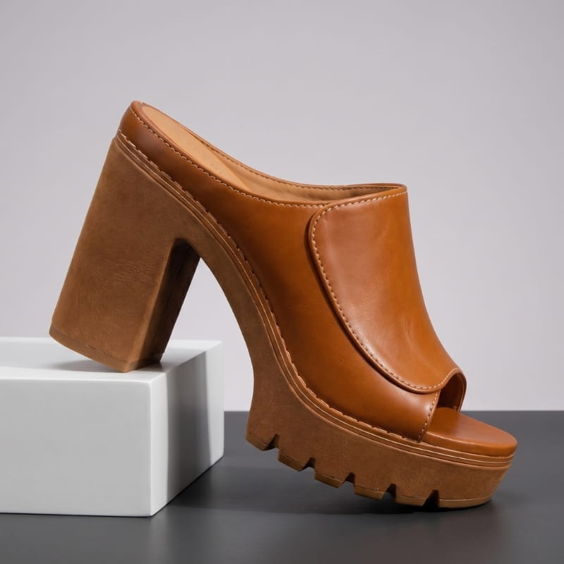 Geneva Soft Leather Platform Heeled Sandals – Supportive Elegant Style