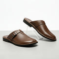 William Buckled Leather Mule Loafers – Cushioned Comfort Slip-On Shoes
