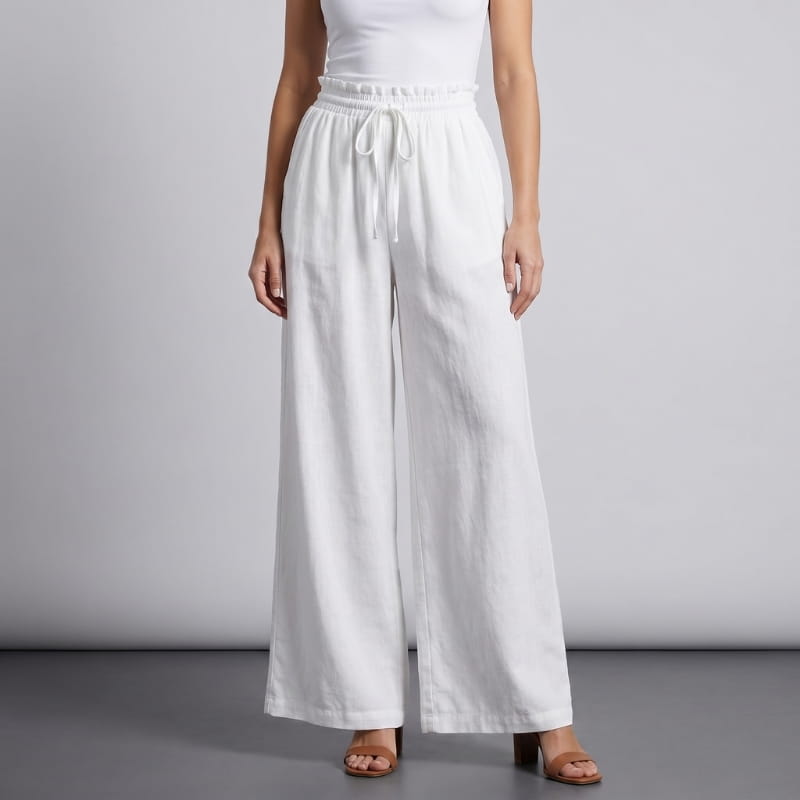 Carmen Linen High Waist Wide Leg Pants – Relaxed A-Line Elegance