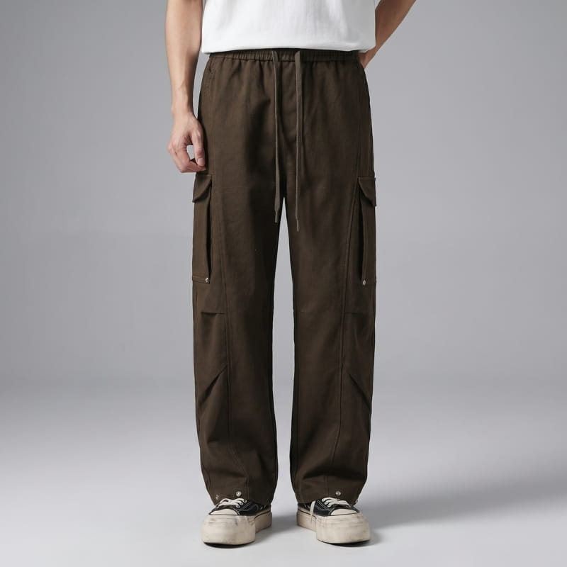 Ronny Utility Cotton Canvas Wide-Leg Cargo Pants – Relaxed Streetwear Utility Trousers