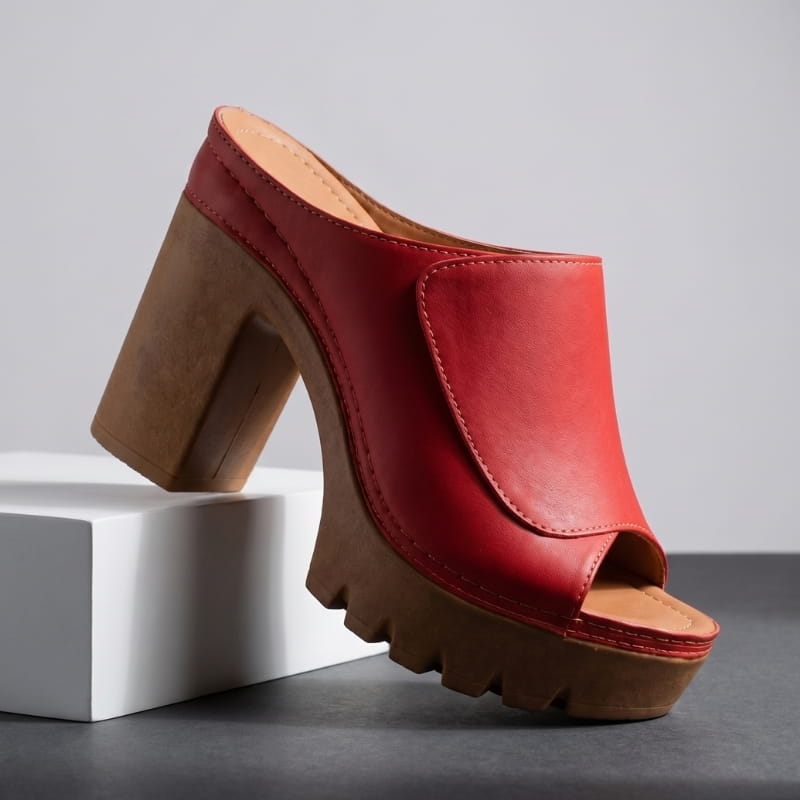 Geneva Soft Leather Platform Heeled Sandals – Supportive Elegant Style
