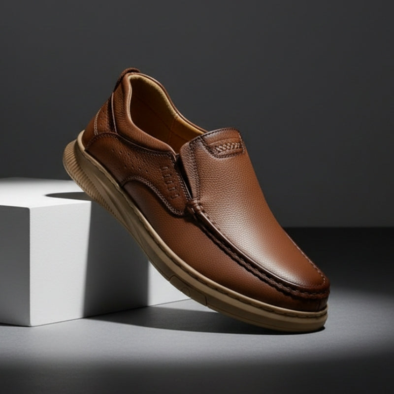 Edward Smooth Leather Slip-On Loafers – Flexible Comfort Sole Casual Shoes