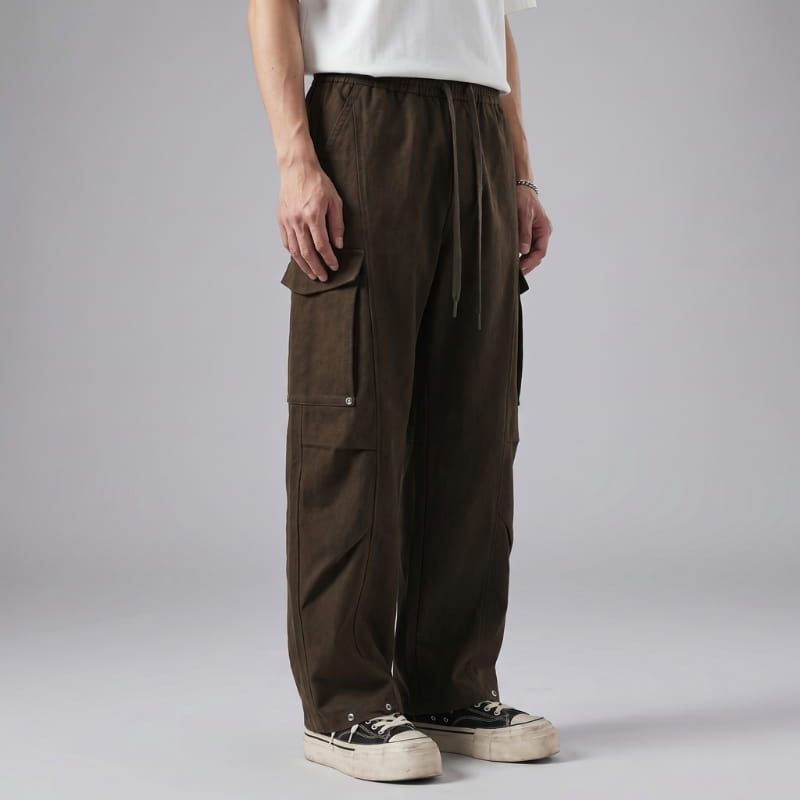 Ronny Utility Cotton Canvas Wide-Leg Cargo Pants – Relaxed Streetwear Utility Trousers