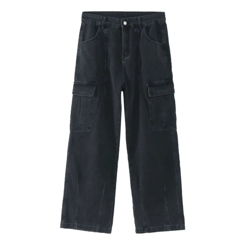 Noel Washed Cargo Denim Pants – Relaxed Utility Streetwear Fit
