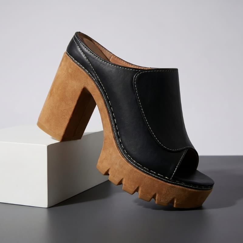 Geneva Soft Leather Platform Heeled Sandals – Supportive Elegant Style