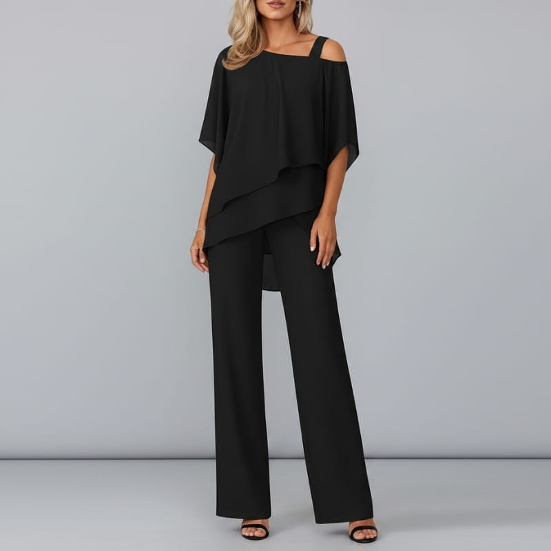 Valeria Luxe Satin Two-Piece Set – Elegant Structured Occasion Ensemble