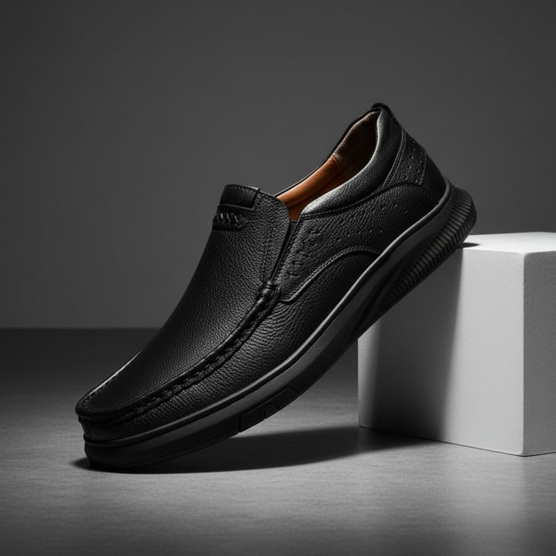Edward Smooth Leather Slip-On Loafers – Flexible Comfort Sole Casual Shoes