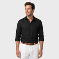 Harold Cotton Linen Utility Shirt – Double Chest Pocket Point Collar Long Sleeve Casual Top