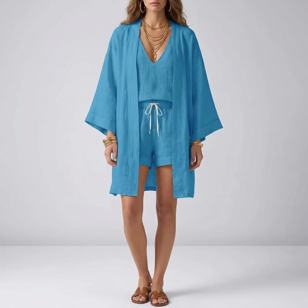 Clara Linen Blend Three Piece Set – Lightweight Relaxed Summer Outfit