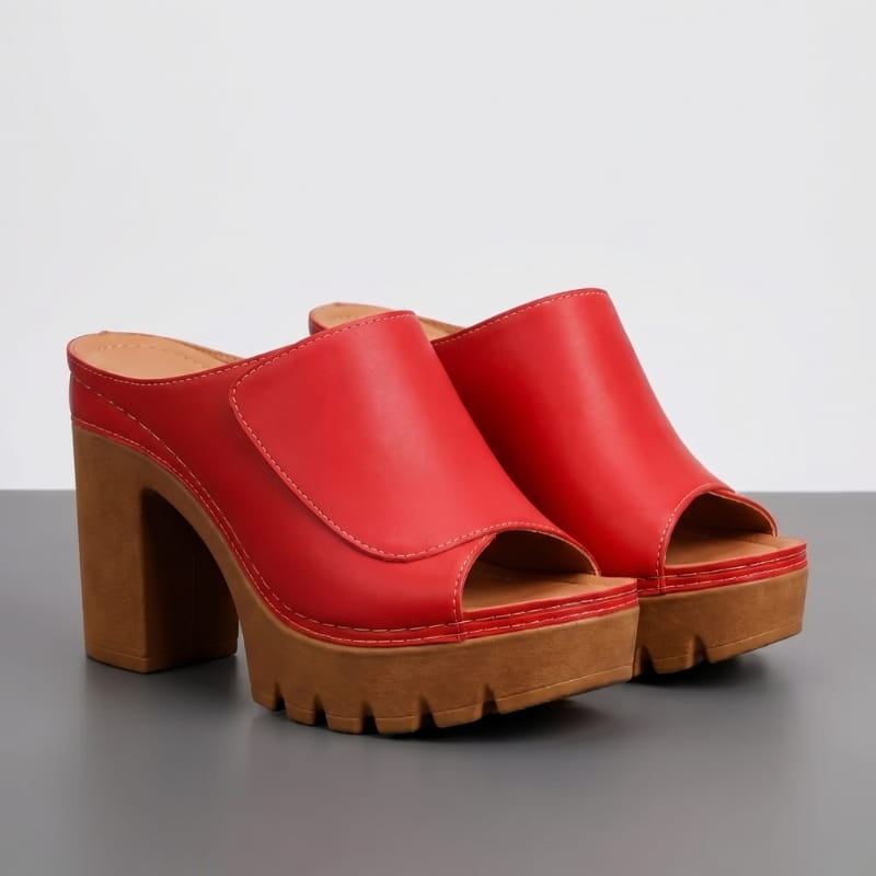 Geneva Soft Leather Platform Heeled Sandals – Supportive Elegant Style