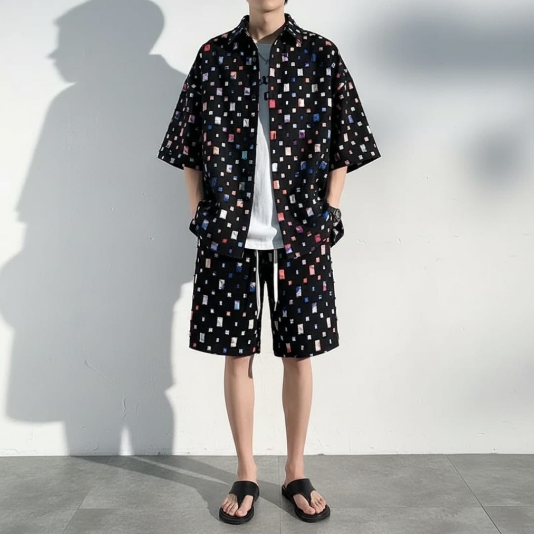Hugo Cotton Blend Textured Two Piece Set – Relaxed Fit Summer Outfit