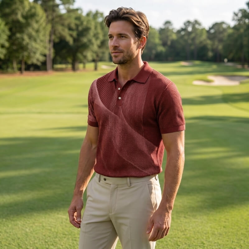Connor Waffle Knit Polo Shirt – Classic Fit Smart Casual Everyday Top