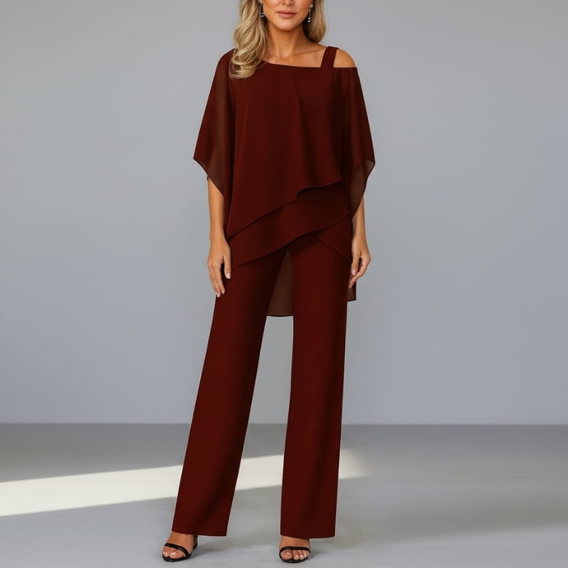 Valeria Luxe Satin Two-Piece Set – Elegant Structured Occasion Ensemble