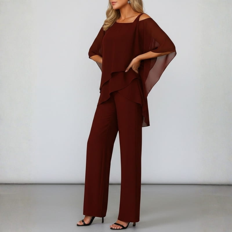 Valeria Luxe Satin Two-Piece Set – Elegant Structured Occasion Ensemble