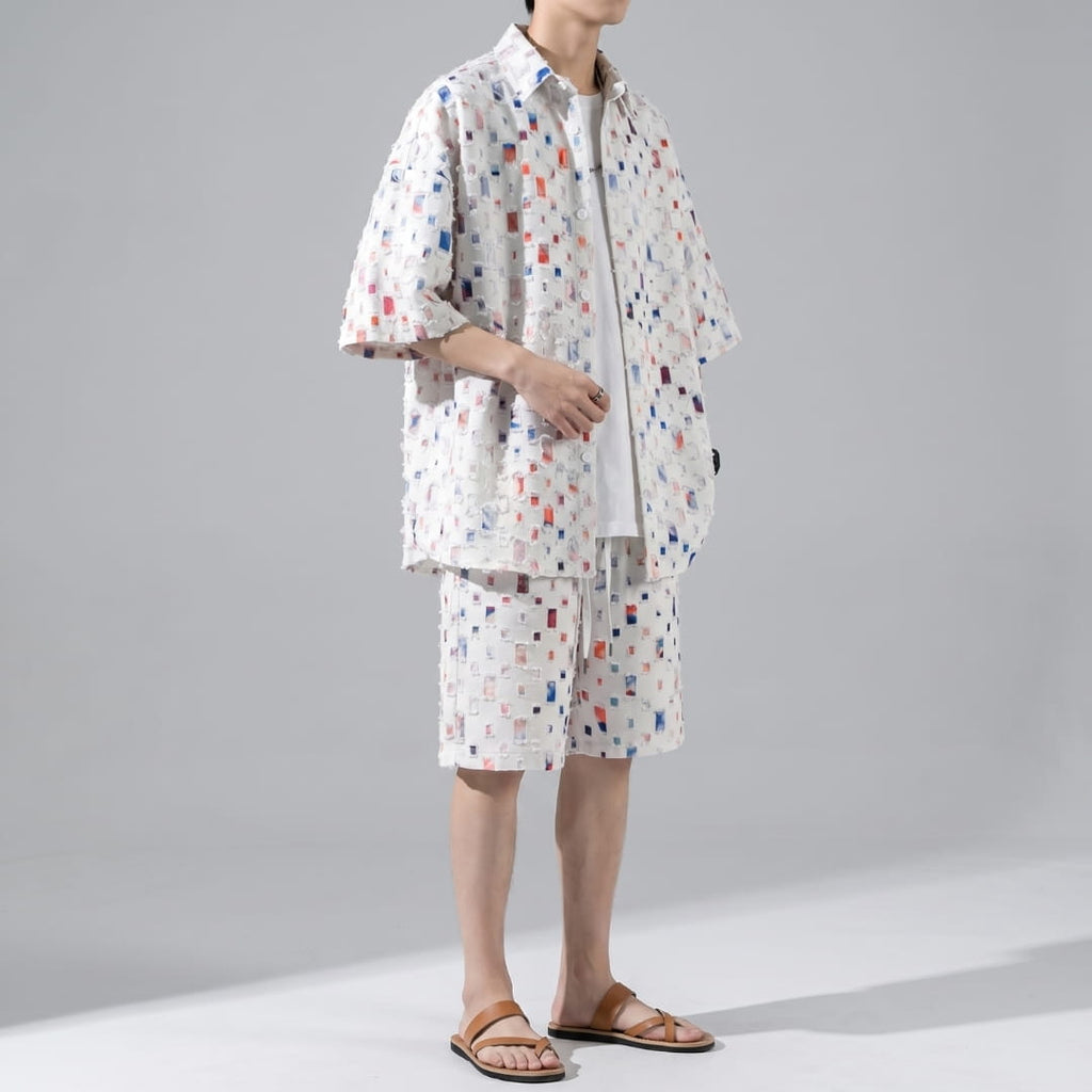 Hugo Cotton Blend Textured Two Piece Set – Relaxed Fit Summer Outfit
