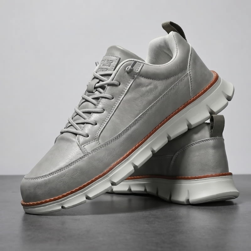 Jeorge Lightweight Lace Up Leather Sneakers – Cushioned Everyday Casual Shoes