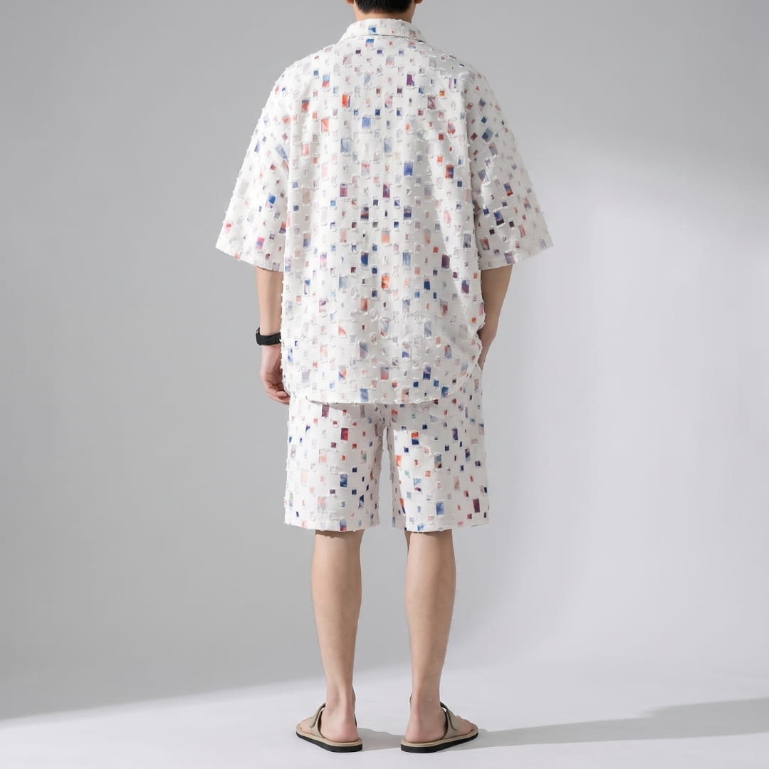 Hugo Cotton Blend Textured Two Piece Set – Relaxed Fit Summer Outfit