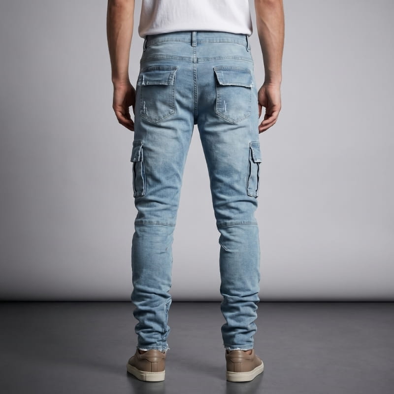 Brian Atelier Slim Stretch Cargo Denim Jeans – Modern Tapered Utility