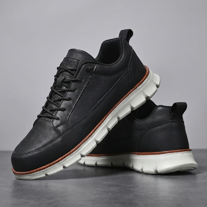 Jeorge Lightweight Lace Up Leather Sneakers – Cushioned Everyday Casual Shoes