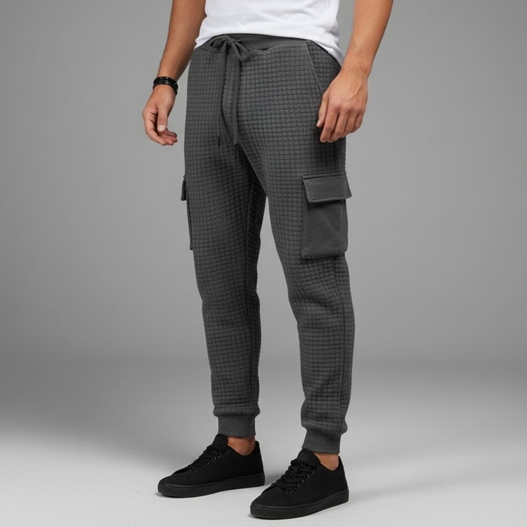 Eldric Waffle Knit Cotton Blend Cargo Joggers – Tapered Fit Streetwear Pants