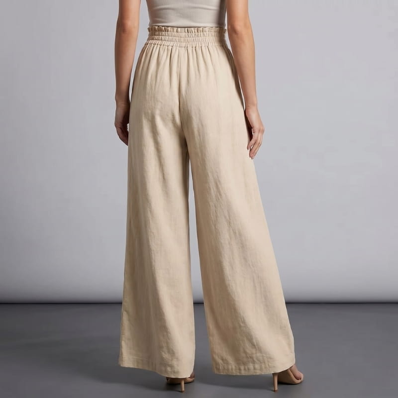 Carmen Linen High Waist Wide Leg Pants – Relaxed A-Line Elegance