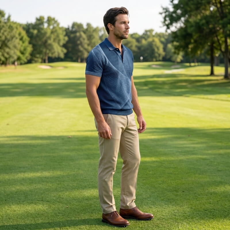 Connor Waffle Knit Polo Shirt – Classic Fit Smart Casual Everyday Top