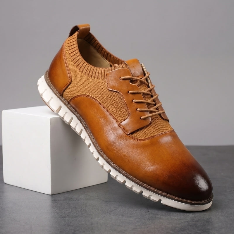 Torricelli Burnished Leather Hybrid Oxford Dress Sneakers – Cushioned Flexible Casual Shoes