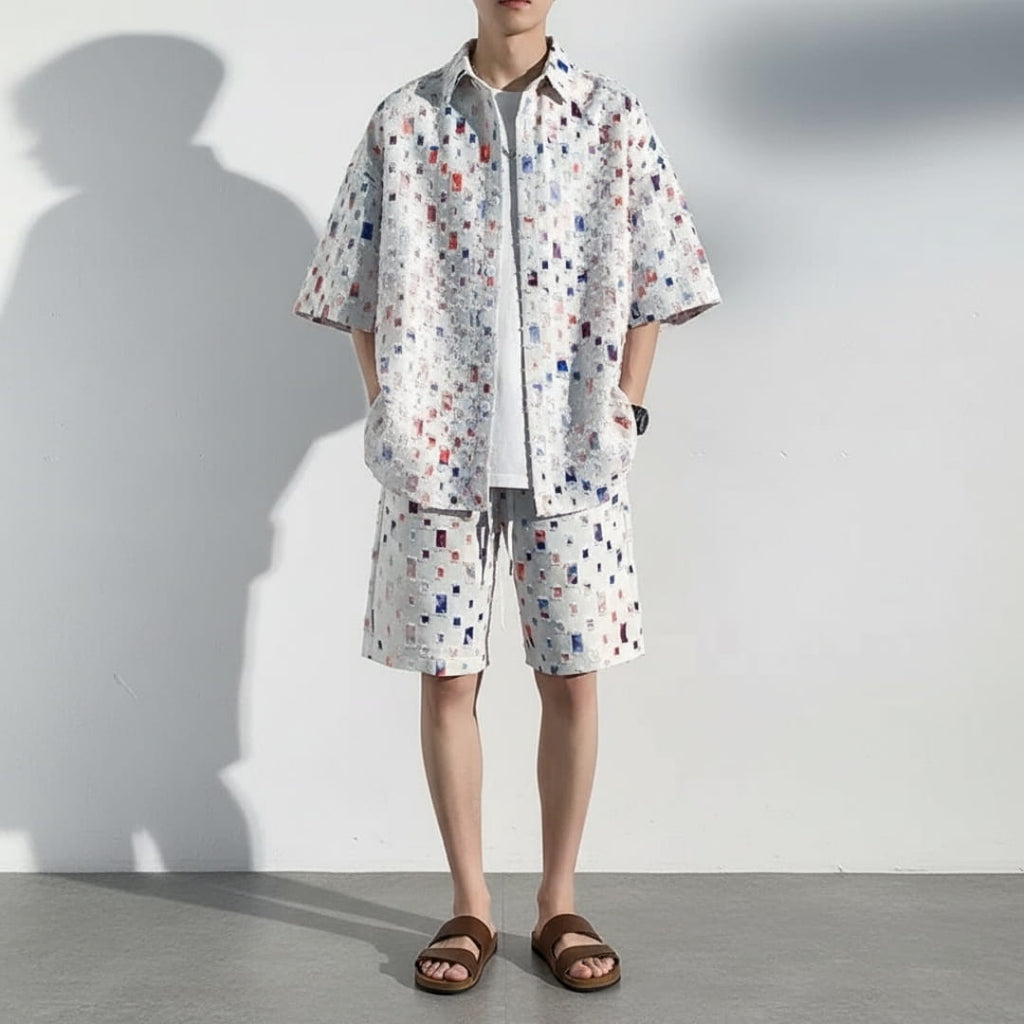 Hugo Cotton Blend Textured Two Piece Set – Relaxed Fit Summer Outfit