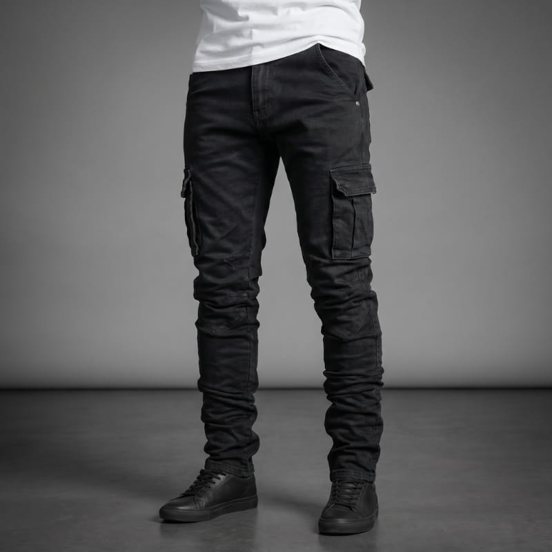 Brian Atelier Slim Stretch Cargo Denim Jeans – Modern Tapered Utility