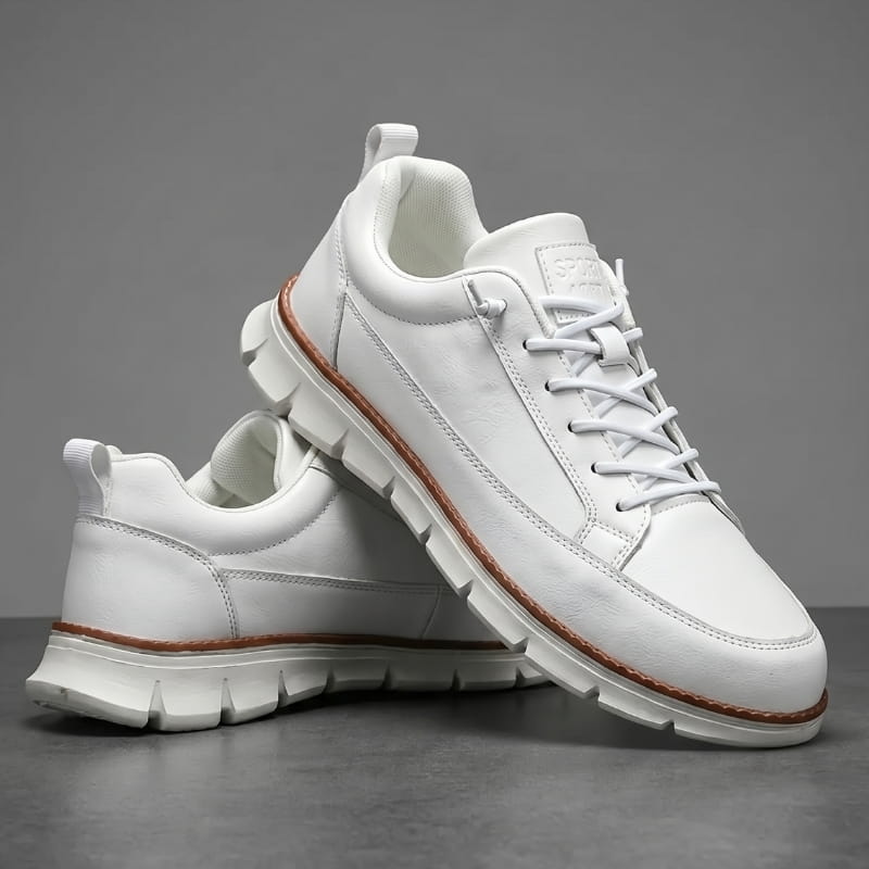 Jeorge Lightweight Lace Up Leather Sneakers – Cushioned Everyday Casual Shoes