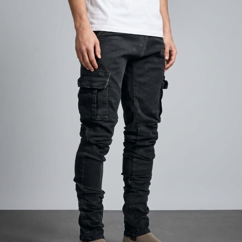 Brian Atelier Slim Stretch Cargo Denim Jeans – Modern Tapered Utility