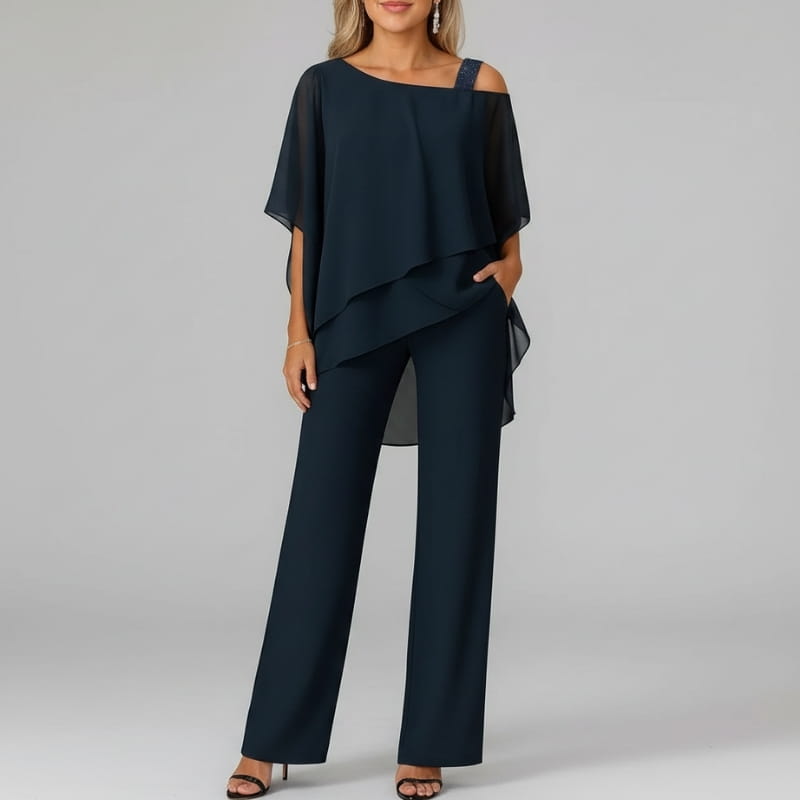 Valeria Luxe Satin Two-Piece Set – Elegant Structured Occasion Ensemble