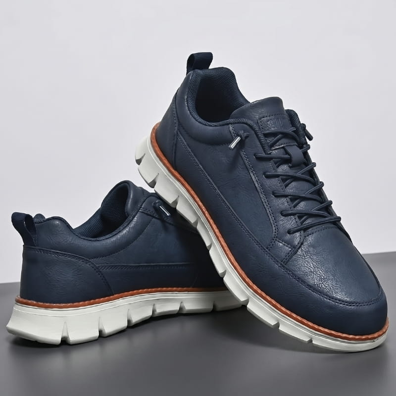 Jeorge Lightweight Lace Up Leather Sneakers – Cushioned Everyday Casual Shoes