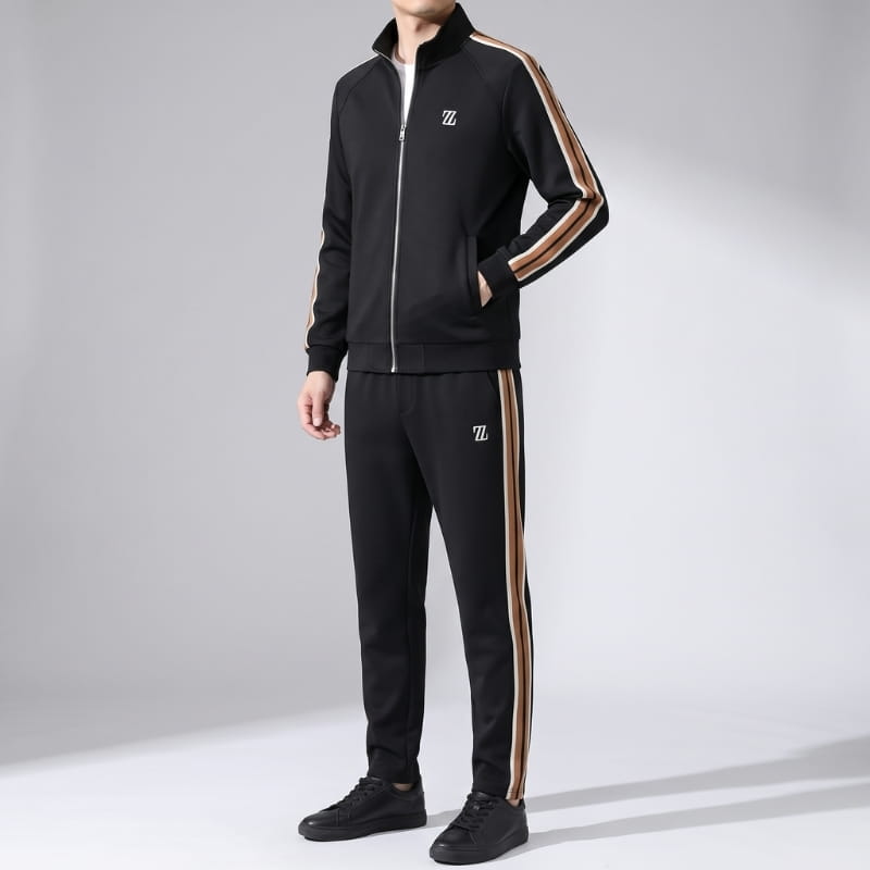 Valerio Lycra Quarter-Zip Tracksuit Set – Refined Sport Matching Outfit