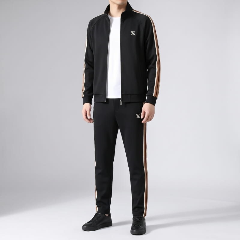 Valerio Lycra Quarter-Zip Tracksuit Set – Refined Sport Matching Outfit